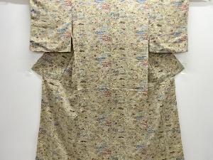 アンティーク　蝶に茶屋辻模様手織り紬着物